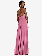 Rear View Thumbnail - Orchid Pink Diamond Halter Maxi Dress with Adjustable Straps