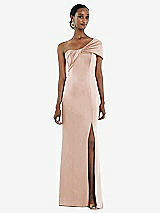 Front View Thumbnail - Cameo Twist Cuff One-Shoulder Princess Line Trumpet Gown