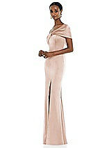 Side View Thumbnail - Cameo Twist Cuff One-Shoulder Princess Line Trumpet Gown