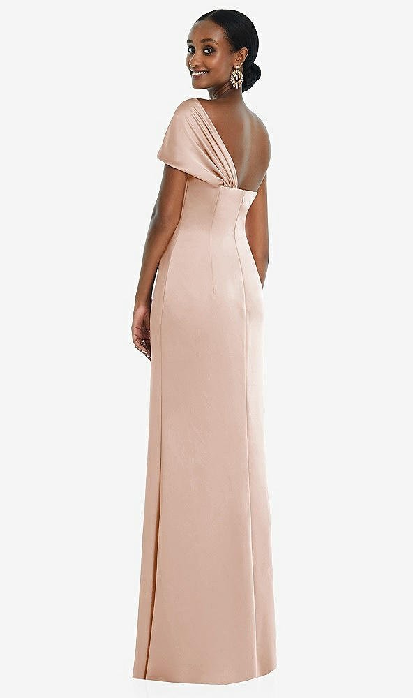 Back View - Cameo Twist Cuff One-Shoulder Princess Line Trumpet Gown
