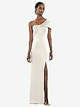 Front View Thumbnail - Ivory Twist Cuff One-Shoulder Princess Line Trumpet Gown