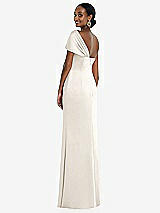 Rear View Thumbnail - Ivory Twist Cuff One-Shoulder Princess Line Trumpet Gown