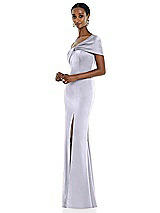 Side View Thumbnail - Silver Dove Twist Cuff One-Shoulder Princess Line Trumpet Gown