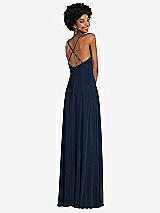 Rear View Thumbnail - Midnight Navy Faux Wrap Criss Cross Back Maxi Dress with Adjustable Straps