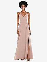 Front View Thumbnail - Toasted Sugar Faux Wrap Criss Cross Back Maxi Dress with Adjustable Straps