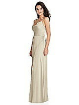 Side View Thumbnail - Champagne Cowl-Neck A-Line Maxi Dress with Adjustable Straps