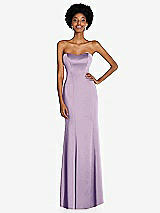 Front View Thumbnail - Pale Purple Strapless Princess Line Lux Charmeuse Mermaid Gown