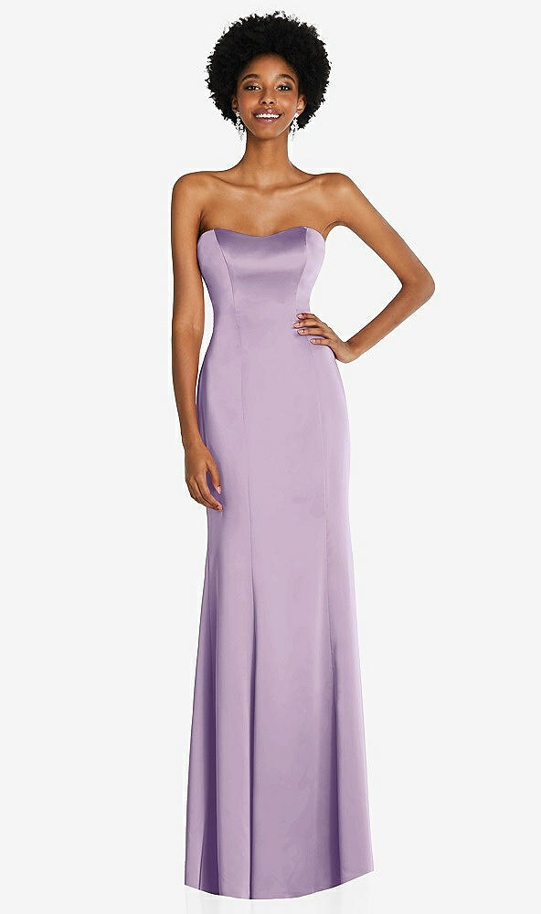 Front View - Pale Purple Strapless Princess Line Lux Charmeuse Mermaid Gown