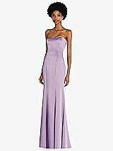 Side View Thumbnail - Pale Purple Strapless Princess Line Lux Charmeuse Mermaid Gown