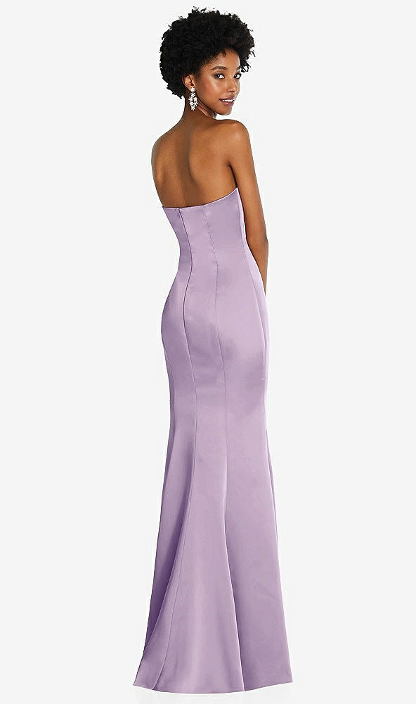 Back View - Pale Purple Strapless Princess Line Lux Charmeuse Mermaid Gown