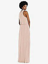 Rear View Thumbnail - Cameo Scarf Tie High Neck Blouson Bodice Maxi Dress with Front Slit