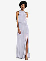 Front View Thumbnail - Silver Dove Scarf Tie High Neck Blouson Bodice Maxi Dress with Front Slit