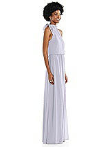 Side View Thumbnail - Silver Dove Scarf Tie High Neck Blouson Bodice Maxi Dress with Front Slit