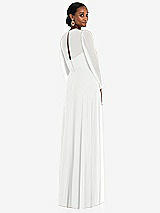 Rear View Thumbnail - White Strapless Chiffon Maxi Dress with Puff Sleeve Blouson Overlay 
