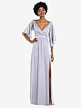 Front View Thumbnail - Silver Dove Asymmetric Bell Sleeve Wrap Maxi Dress with Front Slit