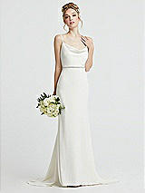 Front View Thumbnail - Ivory Cowl-Neck Convertible Strap Mermaid Wedding Dress with Beaded Belt
