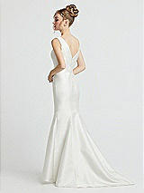 Rear View Thumbnail - Ivory Pearl Trimmed V-Neck Mermaid Wedding Dress