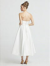Rear View Thumbnail - Off White Ruffle-Trimmed Strapless Satin Wedding Dress with Pockets