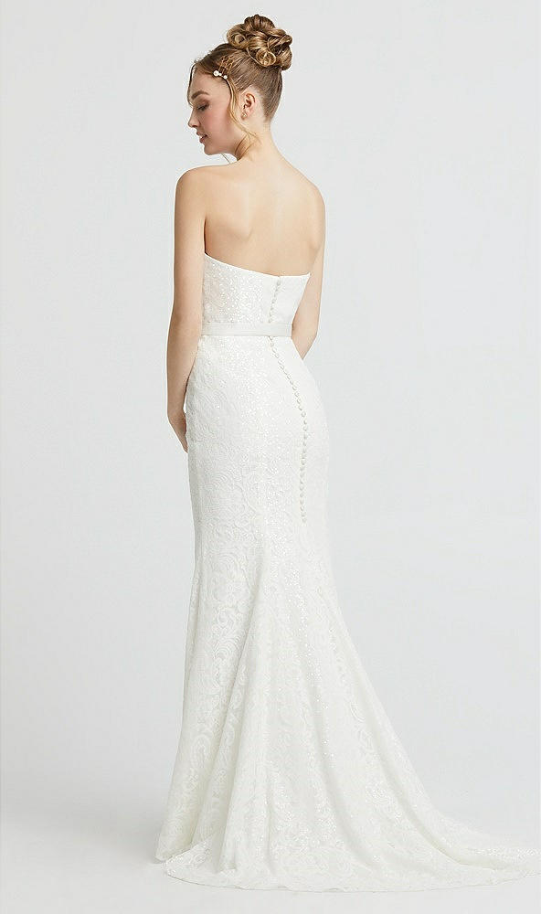 Back View - Ivory Strapless Sequin Lace Trumpet Wedding Dress