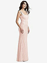 Side View Thumbnail - Blush Scoop Back Sequin Lace Trumpet Gown