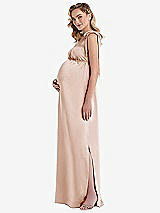 Side View Thumbnail - Cameo Flat Tie-Shoulder Empire Waist Maternity Dress