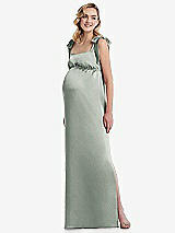 Front View Thumbnail - Willow Green Flat Tie-Shoulder Empire Waist Maternity Dress