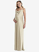 Front View Thumbnail - Champagne Cowl-Neck Tie-Strap Maternity Slip Dress