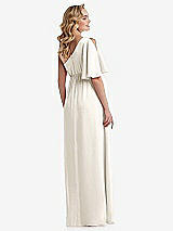 Rear View Thumbnail - Ivory One-Shoulder Flutter Sleeve Maternity Dress