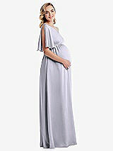 Side View Thumbnail - Silver Dove One-Shoulder Flutter Sleeve Maternity Dress