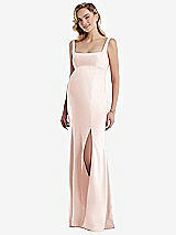 Front View Thumbnail - Blush Wide Strap Square Neck Maternity Trumpet Gown