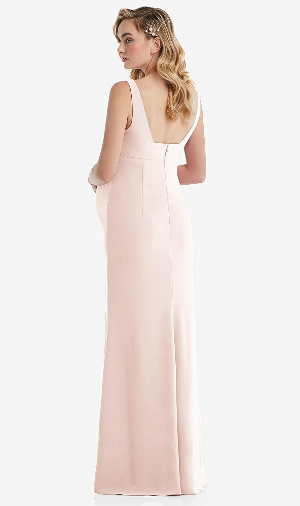 Back View - Blush Wide Strap Square Neck Maternity Trumpet Gown