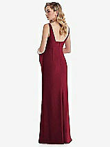 Rear View Thumbnail - Burgundy Wide Strap Square Neck Maternity Trumpet Gown