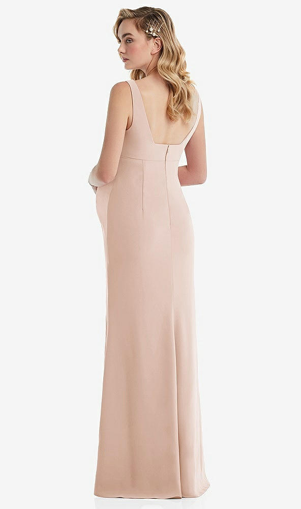 Back View - Cameo Wide Strap Square Neck Maternity Trumpet Gown
