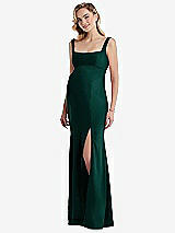 Front View Thumbnail - Evergreen Wide Strap Square Neck Maternity Trumpet Gown