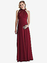 Front View Thumbnail - Burgundy Scarf Tie High Neck Halter Chiffon Maternity Dress