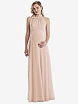 Front View Thumbnail - Cameo Scarf Tie High Neck Halter Chiffon Maternity Dress
