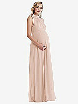 Side View Thumbnail - Cameo Scarf Tie High Neck Halter Chiffon Maternity Dress