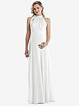 Front View Thumbnail - White Scarf Tie High Neck Halter Chiffon Maternity Dress