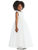 Side View Thumbnail - Ivory Peter Pan Collar Satin and Tulle Flower Girl Dress