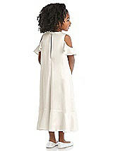 Rear View Thumbnail - Ivory Ruffled Cold Shoulder Flower Girl Dress