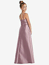 Rear View Thumbnail - Dusty Rose Spaghetti Strap Satin Junior Bridesmaid Dress with Mini Sash
