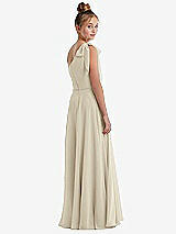 Rear View Thumbnail - Champagne One-Shoulder Scarf Bow Chiffon Junior Bridesmaid Dress