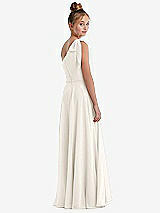 Rear View Thumbnail - Ivory One-Shoulder Scarf Bow Chiffon Junior Bridesmaid Dress