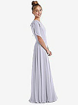 Side View Thumbnail - Silver Dove One-Shoulder Scarf Bow Chiffon Junior Bridesmaid Dress