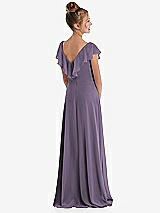 Rear View Thumbnail - Lavender Cascading Ruffle Full Skirt Chiffon Junior Bridesmaid Dress