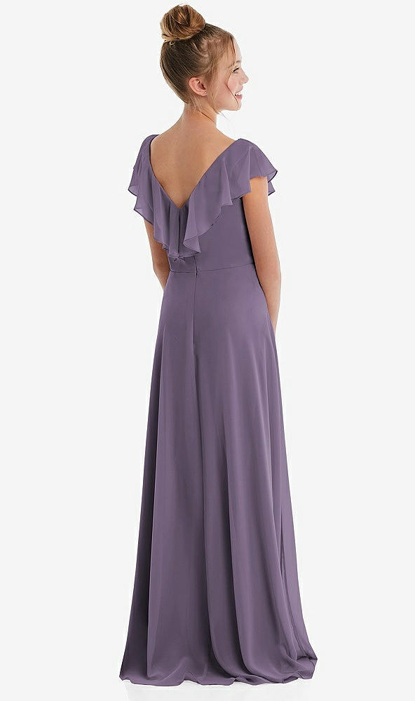 Back View - Lavender Cascading Ruffle Full Skirt Chiffon Junior Bridesmaid Dress