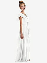 Side View Thumbnail - White Cascading Ruffle Full Skirt Chiffon Junior Bridesmaid Dress