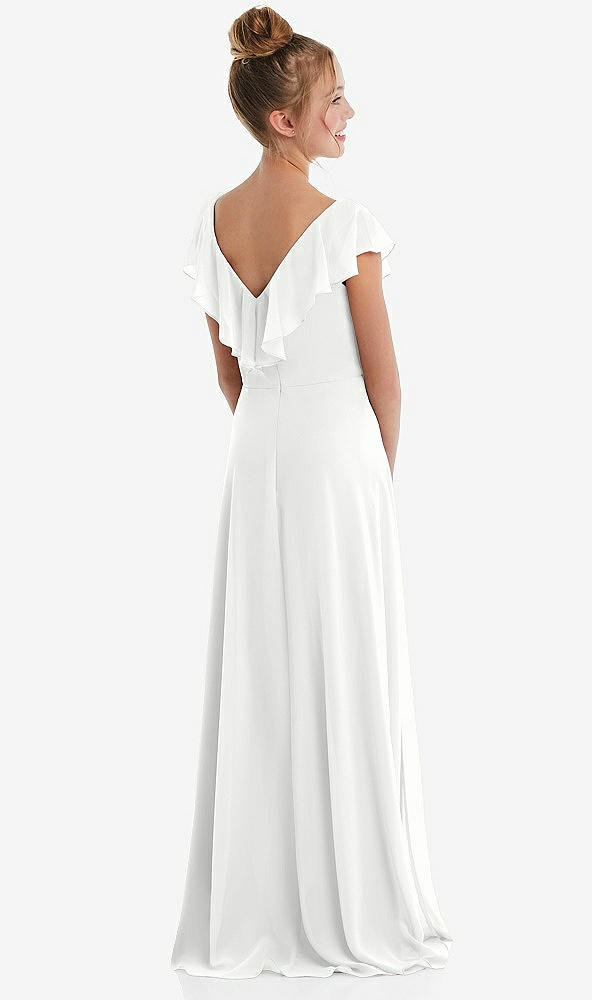Back View - White Cascading Ruffle Full Skirt Chiffon Junior Bridesmaid Dress