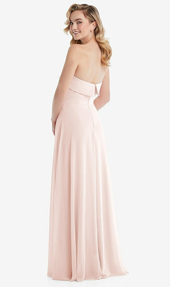 Back View - Blush Cuffed Strapless Maxi Dress with Front Slit