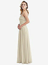 Side View Thumbnail - Champagne Cuffed Strapless Maxi Dress with Front Slit